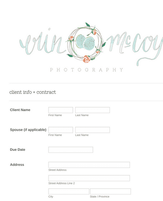 Form Templates: Photography Contact Form