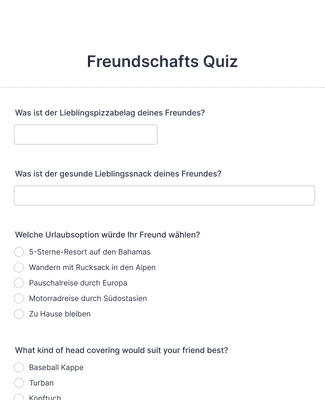 Form Templates: Freundschafts Quiz