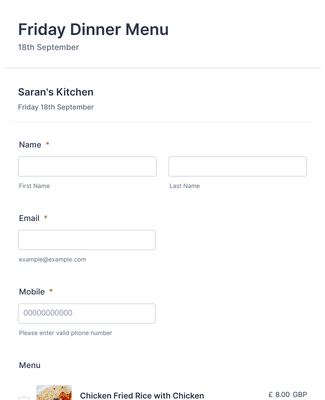 Friday Dinner Menu Form Template Jotform