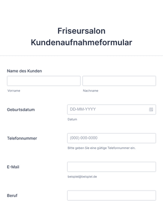 Form Templates: Friseursalon Kundenaufnahmeformular