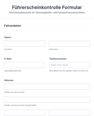 Form Templates: Führerscheinkontrolle Formular