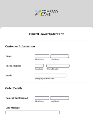 Wedding Flower Order Form Template Jotform