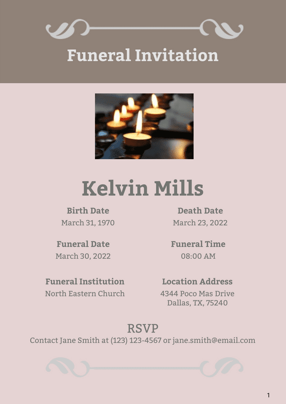 PDF Templates: Funeral Invitation Template