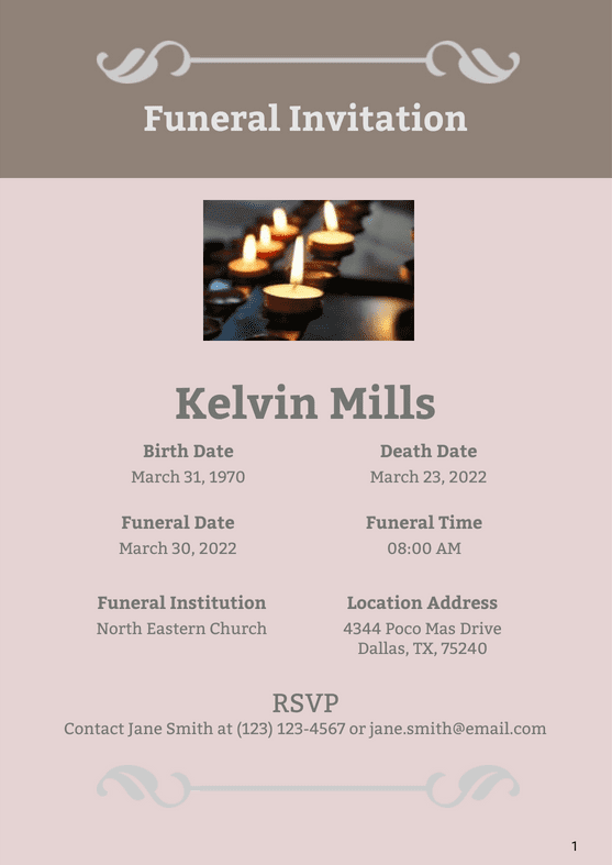 Funeral Invitation Template
