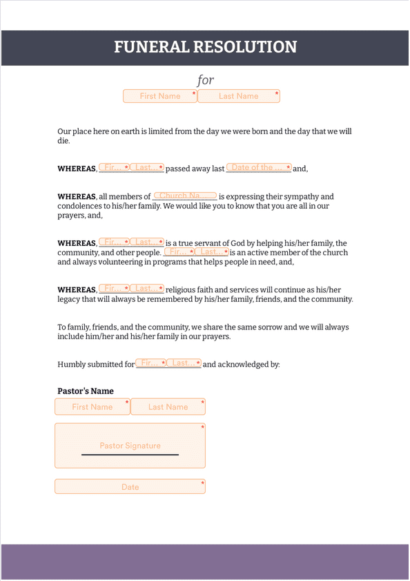 Funeral Resolution Template