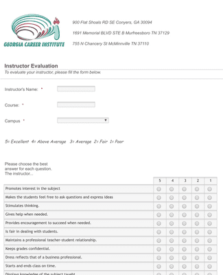 GCI Instructor Evaluation Form