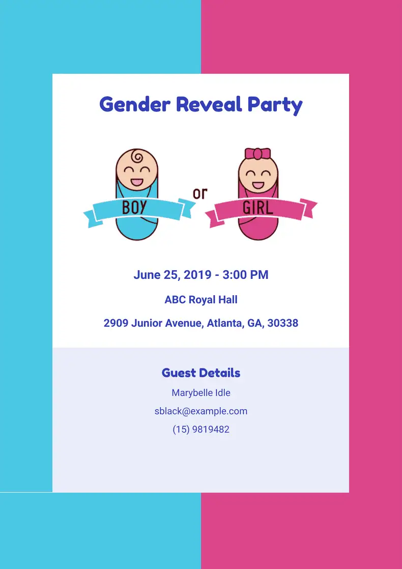 Gender Reveal Invitation Template
