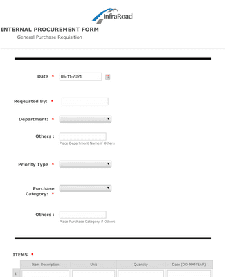 General Purchase Requisition Form Template Jotform