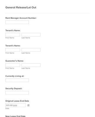 General Release/Let Out Form Template | Jotform