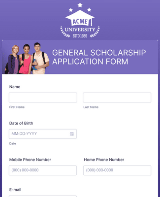 Form Templates: General Scholarship Application Form