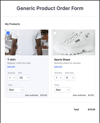 Form Templates: Generic Product Order Form