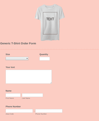 Generic T-Shirt Order Form