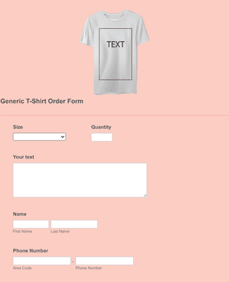 Generic T-Shirt Order Form