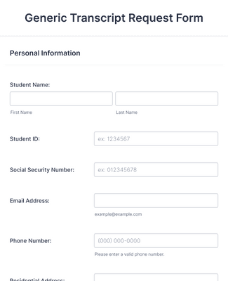 Generic Transcript Request Form Template | Jotform