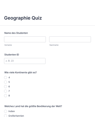 Form Templates: Geographie Quiz