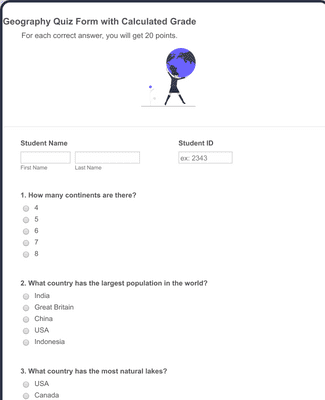 Form Templates: Geography Quiz