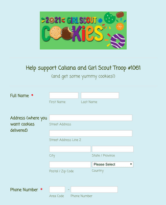 Form Templates: Girl Scout Cookie 