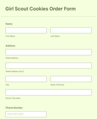 Girl Scout Cookie Order Form Blank Printable