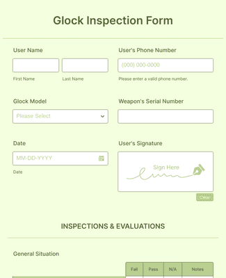 Form Templates: Glock Inspection Form