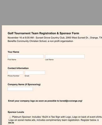 Golf Tournament Registration Sponsor Form Template Jotform