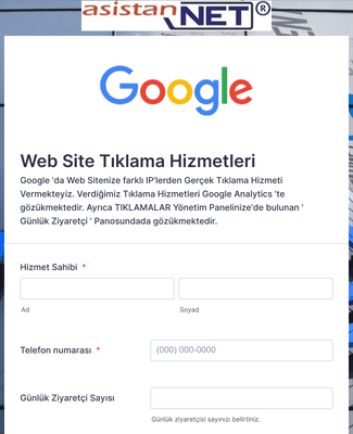 Form Templates: Google Web Site Tıklama Hizmetleri