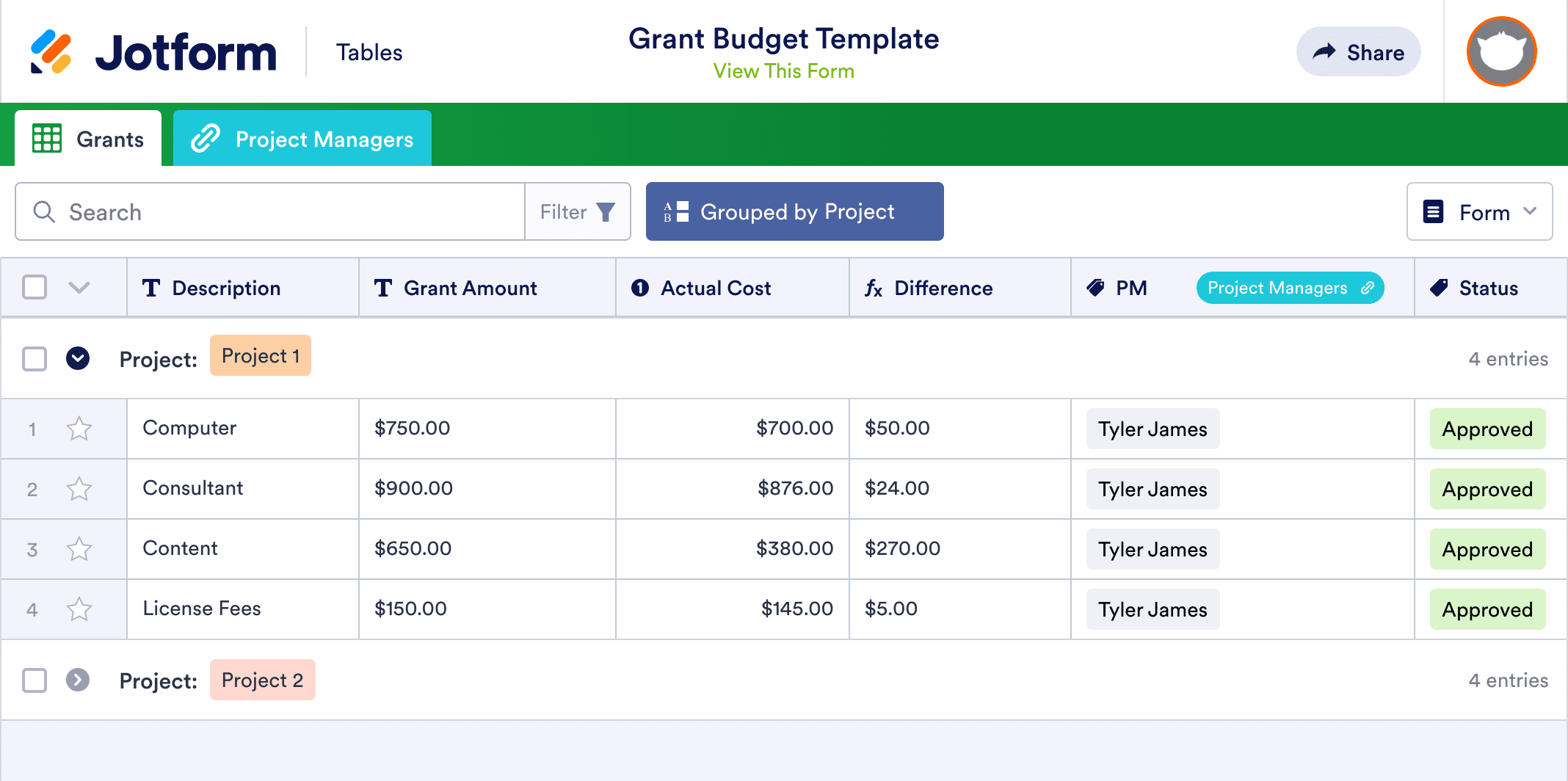 Grant Budget Template