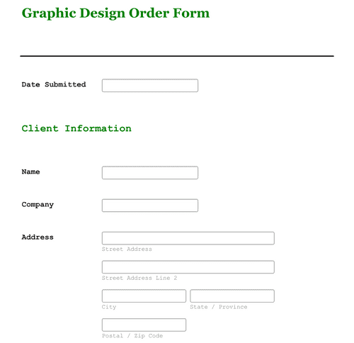 Form Templates: Graphic Design Request Form