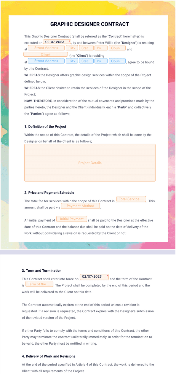 Sign Templates: Graphic Designer Contract