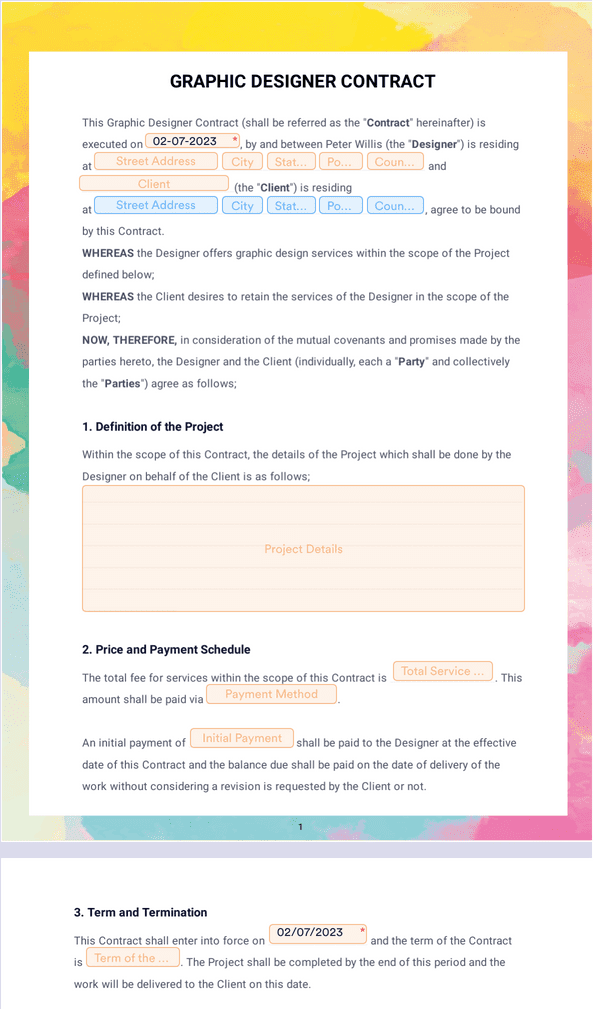 Graphic Designer Contract Sign Templates Jotform
