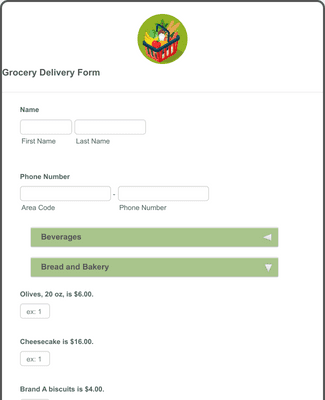 Form Templates: Grocery Delivery Form