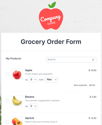 grocery order form template jotform