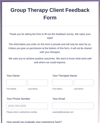 Group Therapy Client Feedback Form Template | Jotform