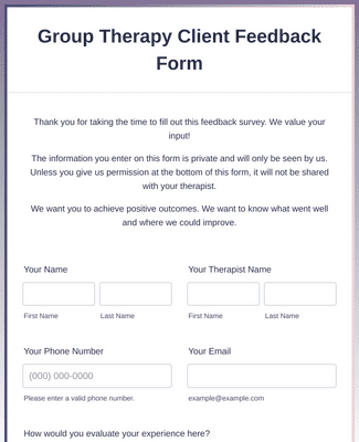 Group Therapy Client Feedback Form