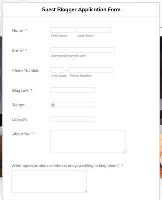 Form Templates: Guest Blogger Application Form