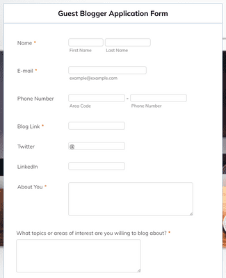 Guest Post Writer Application Form Template | Jotform