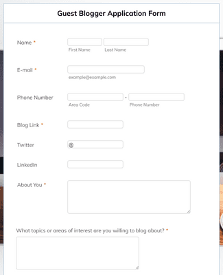 Form Templates: Guest Blogger Application Form