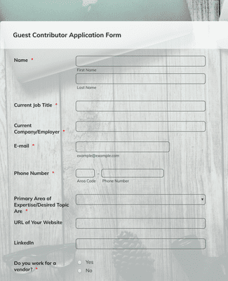 Form Templates: Guest Contributor Application Form