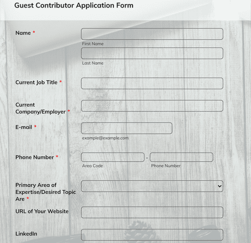 Guest Blogger Application Form Template | Jotform