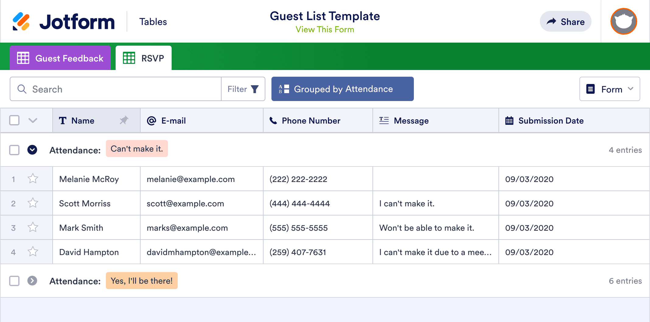 Guest List Template