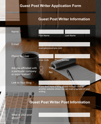 Form Templates: Guest Post Writer Application Form