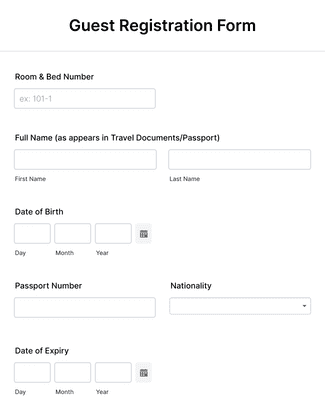 Form Templates: Guest Registration Form
