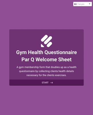Gym health questionnaire Form