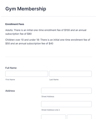 Gym Basic Form Athletic Fitness Membership Form Template | Jotform