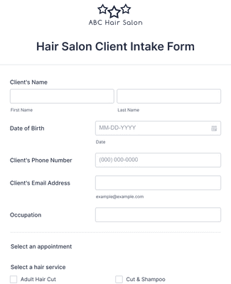 Form Templates: Hair Salon Client Intake Form