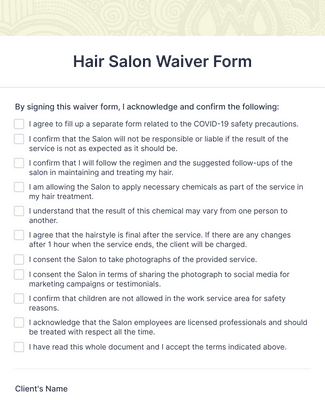 Form Templates: Hair Salon Waiver Form