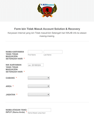 Half Day Permission Form in Indonesian