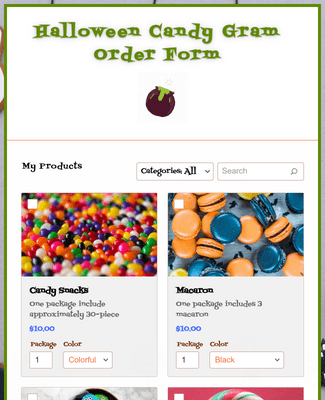 Form Templates: Halloween Candy Gram Order Form