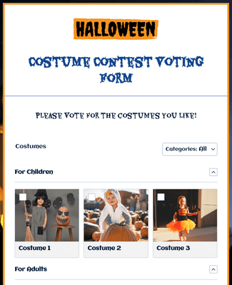 Form Templates: Halloween Costume Contest Voting Form