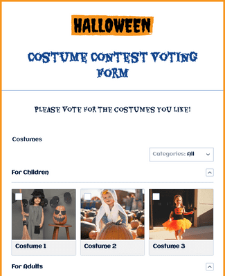 Form Templates: Halloween Costume Contest Voting Form
