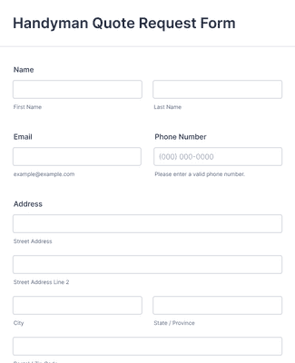 Form Templates: Handyman Quote Request Form